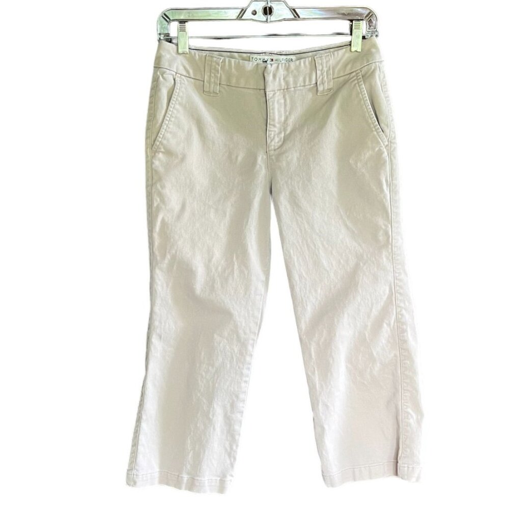 Tommy Hilfiger Women's Tan/Beige Cotton/Spandex Stretch Capri Pants, Size 4P